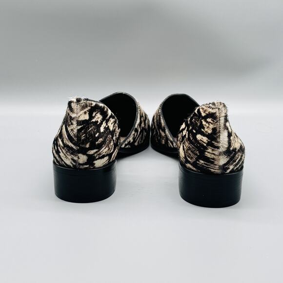 10 Crosby Derek Lam Shoes Womens 10 Black Animal Print Loafer Block Heel Pony - Picture 8 of 13